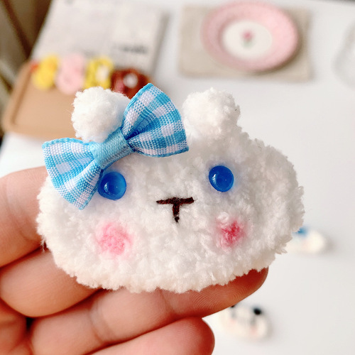 Japanese cute pure handmade crochet wool children's hairpin exquisite cartoon baby hairpin BB clip girls hair accessories