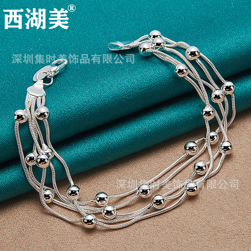 West Lake American Silver Jewelry Five-line Beaded Bracelet Women's Jewelry Jewelry West Lake American Silver Jewelry Five-line Beaded Bracelet Women's Jewelry Jewelry