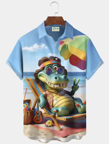 Men's Funny 3D Animal Print Shirt Hawaiian Casual Shirt Short Sleeve Button Plaid Casual Shirt Men's Funny 3D Animal Print Shirt Hawaiian Casual Shirt Short Sleeve Button Plaid Casual Shirt