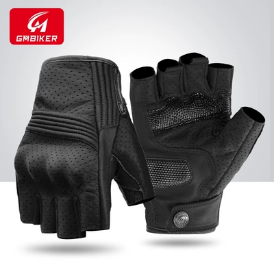 Gloves, Windproof, Warm, Genuine Leather, Motorcycle Safety Supplies - 303b-black-half-finger-model-imported-sheepskin-soft-and-comfortable-s
