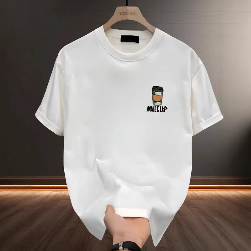 T-shirt homme grande taille en coton épais 100 % (230 g/m²), manches courtes, coupe ample, style américain, collection été._voghion.com