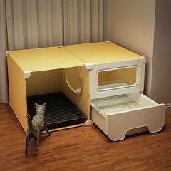 完全密閉型猫トイレ、防臭特大廊下型飛沫防止引き出し式猫専用トイレ、防臭トイレ