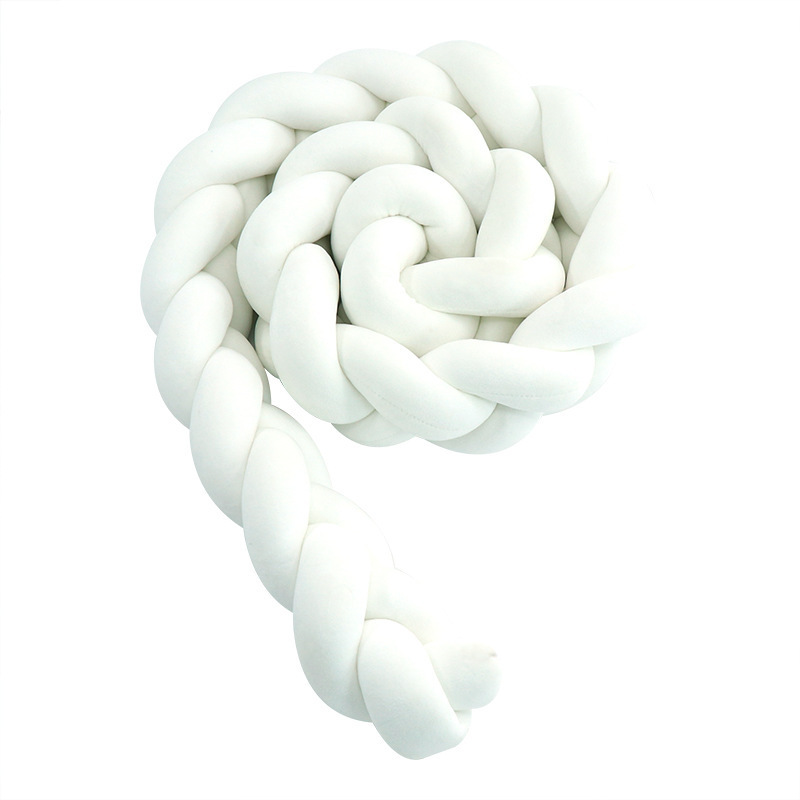 Protector de Barandilla de Cama con Trenza de Tres Hebras, Decoración de Barandilla de Cama para Bebés y Niños, Almohada Anudada de Estilo Europeo Tejida a Mano Estilo Ins.