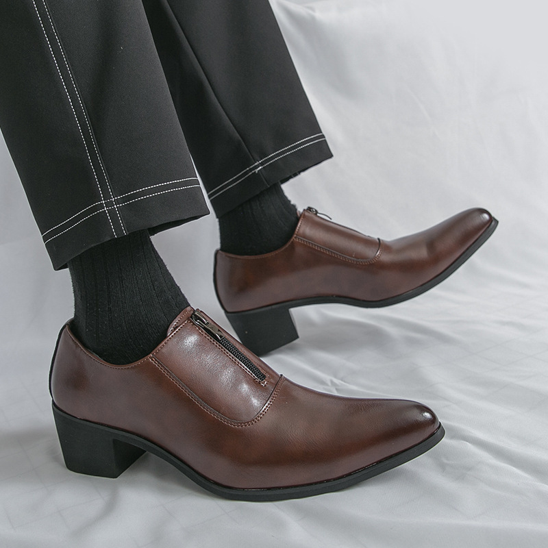 Cross-Border Leather Shoes for Men, Large Size Formal High Heels for Men, Spring and Autumn Heightening Business Pointed Toe Cuban Men's Shoes, Wedding Banquet Shoes Cross-Border Leather Shoes for Men, Large Size Formal High Heels for Men, Spring and Autumn Heightening Business Pointed Toe Cuban Men's Shoes, Wedding Banquet Shoes