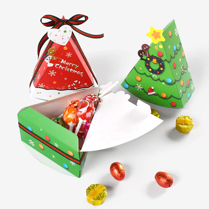 クリスマスクリスマスツリー造形カラーギフト包装箱スポット創造三角形立体キャンディー包装箱|undefined