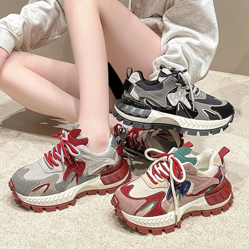 Толстая подошва мозаика арганда женская осень и зима 2024 новая мягкая подошва спортивная повседневная обувь ns прилив папы обувь