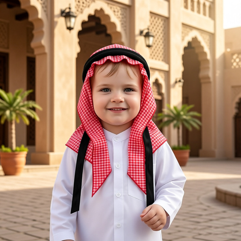 Foreign Trade Cross-Border Wholesale Boys' Ethnic Style Headscarf and Solid Color Shirt Set, Stylish Prince Outfit for Toddlers Foreign Trade Cross-Border Wholesale Boys' Ethnic Style Headscarf and Solid Color Shirt Set, Stylish Prince Outfit for Toddlers