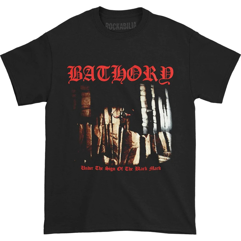 Mid-1980S Bathory Black Metal Band American Retro Oversize High Street Short-Sleeved T-Shirt Mid-1980S Bathory Black Metal Band American Retro Oversize High Street Short-Sleeved T-Shirt