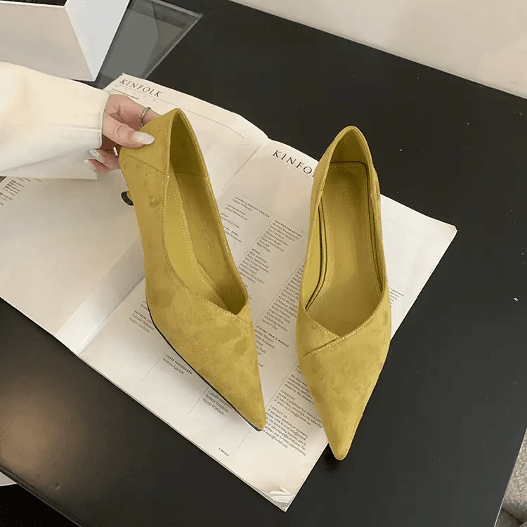 女性のためのフレンチキャットヒールポインテッドトゥシューズ 2025 夏の新しいスタイルのスリッポン気質浅い口の薄いヒールの靴女性のための作業靴|undefined