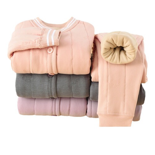 School uniform wool autumn and winter set for children, warm innerwear, unisex, with extra padding and thickness, cotton jacket