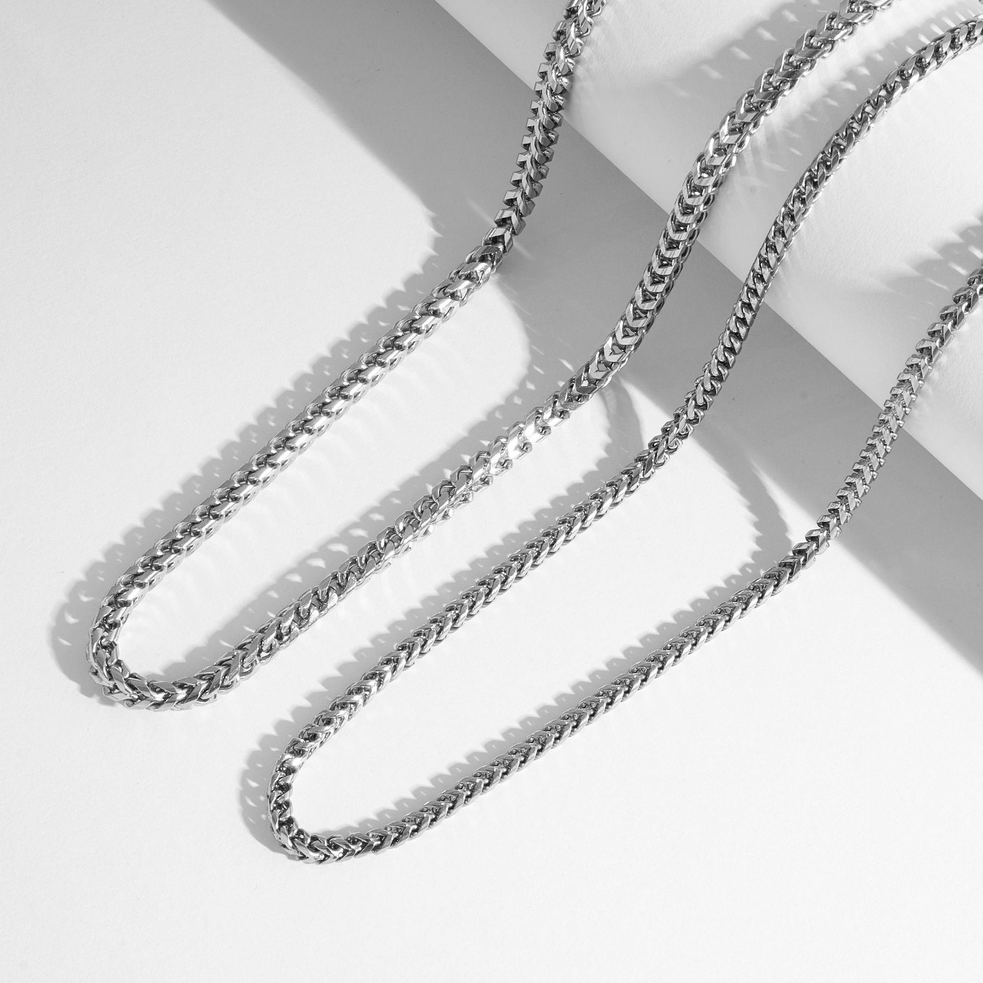 Stainless Steel Smooth Keel Chain Necklace Titanium Steel Men's Unisex Wear Motorcycle Trend Punk Retro