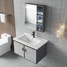 工程酒店铝合金浴室柜太空铝洗手台一体柜卫生间洗脸洗漱台盆镜柜