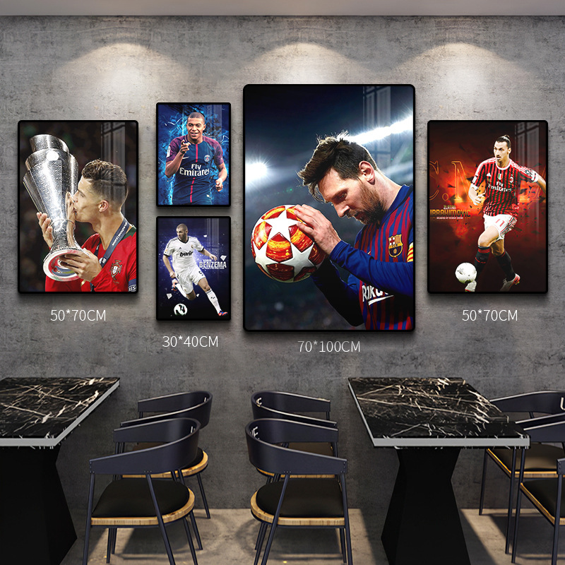 Estrellas del fútbol decoración Ronaldo fondo póster de pared deportivo Lotería mural Copa del Mundo Colgar pintura Euro 2024