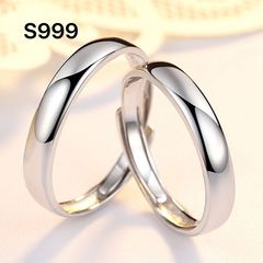 S999足銀光沢素輪カップルペアリング男女ペアオープン刻印バレンタインギフト