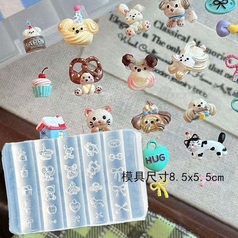 Molde de manicura amor arco en relieve flor ornamentos molde abrasivo alta permeabilidad estereoscópica DIY decoración molde de silicona