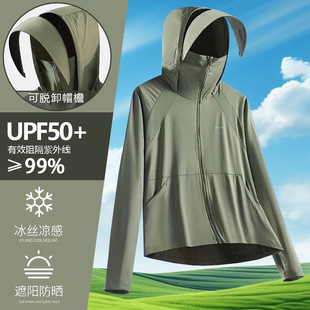 Upf50+ Ice Silk Brim Detachable Sun Protection Clothing Women's 2024 Summer New Breathable Cover-Up Jacket Uv Protection