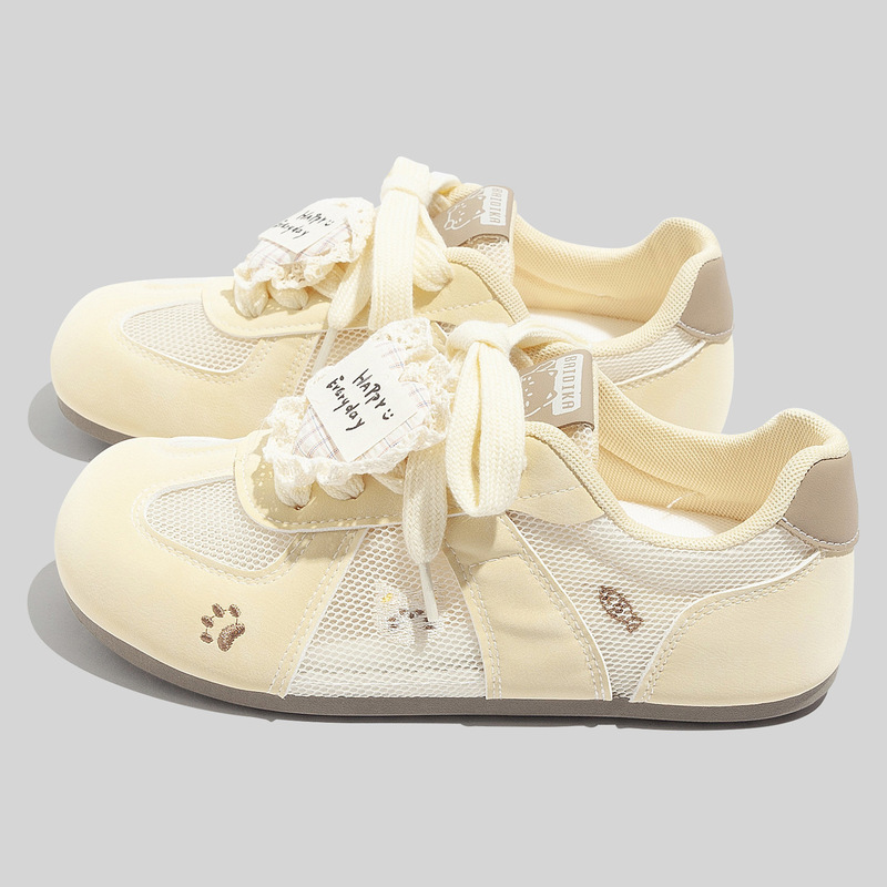 Cute Sports Casual White Shoes for Women 2026 Spring New Versatile Flat-Soled Niche Lace-Up Embroidered German Training Sneakers Cute Sports Casual White Shoes for Women 2026 Spring New Versatile Flat-Soled Niche Lace-Up Embroidered German Training Sneakers