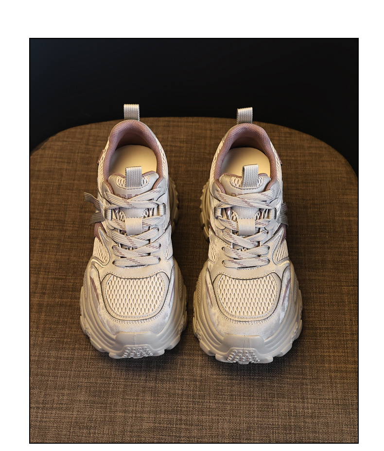 Giày sneaker nữ chunky đế dày lưới thoáng khí tăng chiều cao — màu tím chi tiết 19