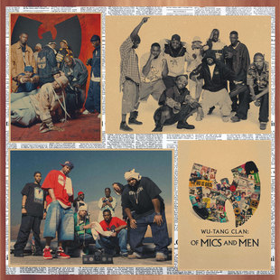 Wudang School Rap Hip Hop Wu Tang Clan retro Kraft paper poster Bar Cafe Wall painting 389