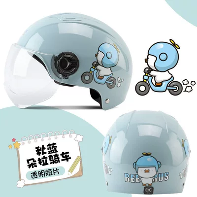 3C Certified Electric Vehicle Helmet, Motorcycle Helmet Motosiklet dəbilqələri - one-size-fits-all-3c-paint-autumn-blue-cycling-transparent-short-lenses