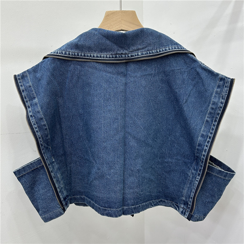Estilo americano estilo callejero estilo de moda traje cuello corto chaleco de vaqueros hombre pequeño alto doble hebilla cremallera clips caballo