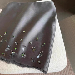 スポット高級グレービーズローエッジプチスカート2025春夏新作デザインスモールAスカート