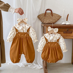 Baby Clothes 25 Autumn Girls Fashion Suspender Rompers Baby Girl Long-Sleeved Tops Spring & Fall 2-Piece Suit Jumpsuit