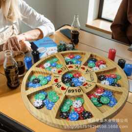 木质游戏板密歇根拉米棋盘游戏豪华套装木制密歇根拉米游戏板