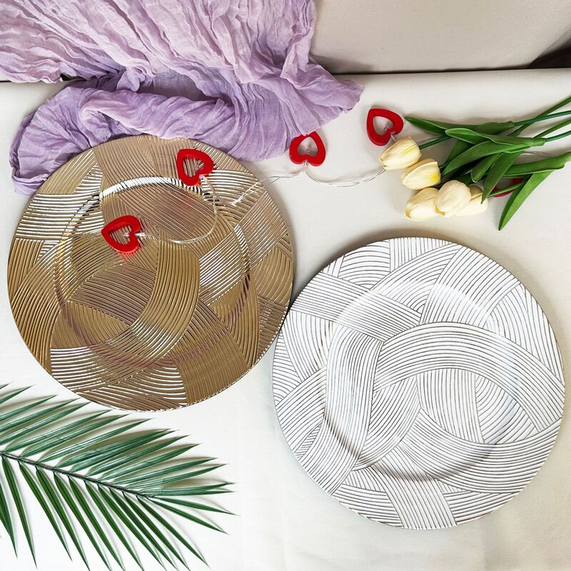 Cross-Border Export Charger Plates Gold White Charger Plates Hotel Wedding Dinner Party Decoration Plates