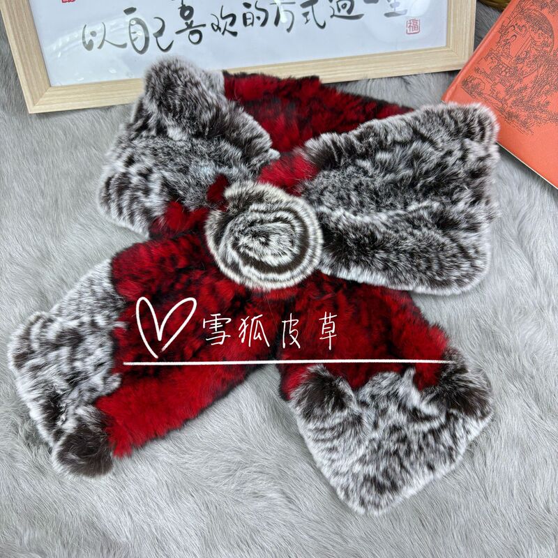獭兔毛围巾双面围脖加厚保暖男女秋冬季毛领百搭保真皮草防风脖套|undefined