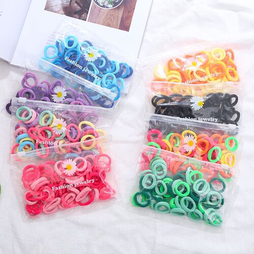 Super Q Sweet Donut Gradient Color Towel Band 50 Pcs Versatile Children Headband Rubber Bands Girls Baby Toddler Hair Tie