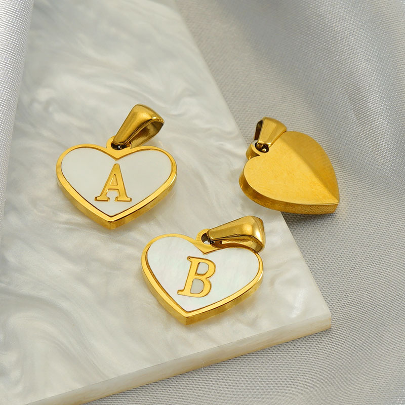 1 Piece Quantity 1 Piece 13*16mm Stainless Steel Shell Letter Heart Shape Polished Pendant
