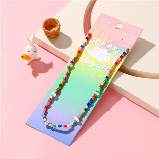 European and American New Children's Necklace Bohemian Necklace Handmade Fashion Joker Color Natural Stone Necklace Hot Sale
