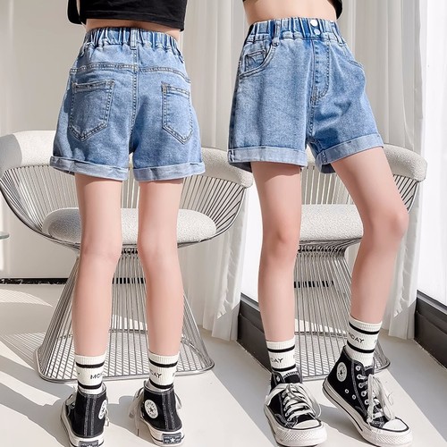 Girls Simple Denim Shorts 2024 Summer New Children's Casual Pants Baby Style Loose Summer Hot Pants