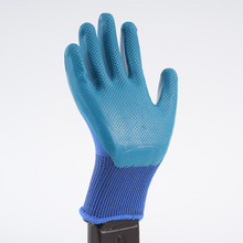 13针尼龙涂胶手套乳胶压纹工厂用防护手套工地上用耐磨劳保手套
