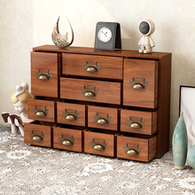 复古实木质抽屉收纳盒桌面文具饰品胶带化妆品整理多层zakka柜子