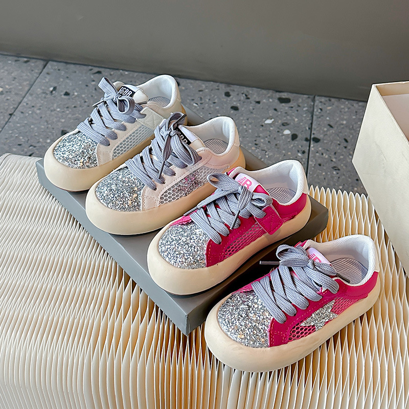 Girls Star Sequin Sneakers 2025 Autumn New Baby Girl Fashion Sports Shoes Korean Style Breathable Casual Easiest for Match Shoes