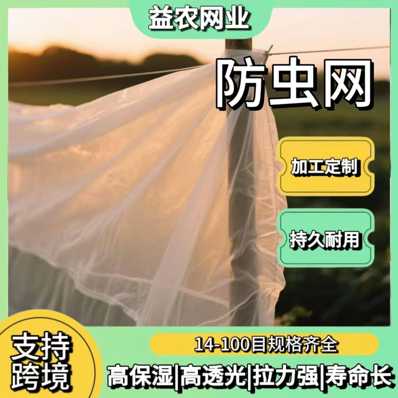 防虫网种菜专用 种植果蔬葡萄网农用大棚加厚 40-60目 防虫网罩