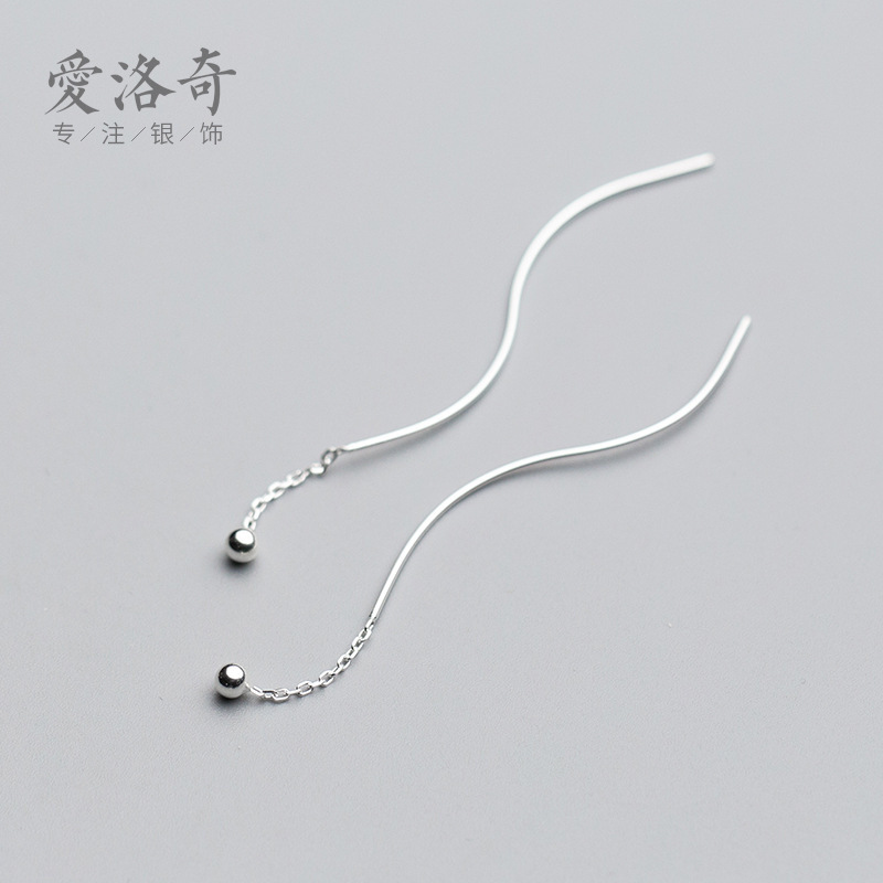 S925 orejas de plata para mujeres coreanas estilo simple orejas de perlas pendientes de perlas onduladas joyas de orejas E9941 image 1