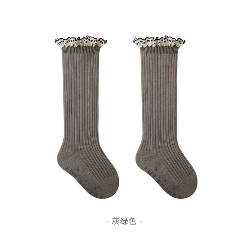 2024 otoño nuevo calcetines de niñas calcetines de encaje de niños vintage sen princesa calcetines de pantorrilla de bebé