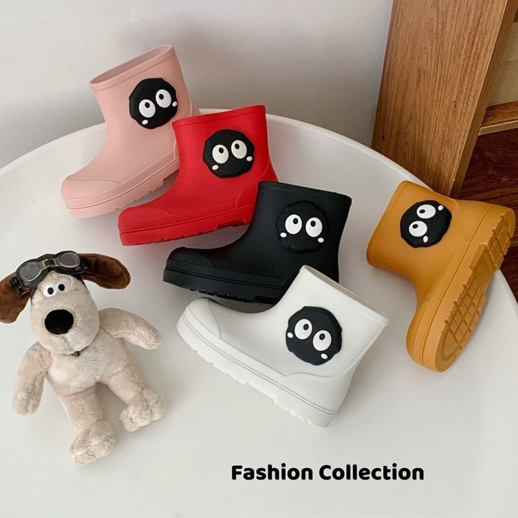 Korean Style Briquette Children's Rain Boots Non-Slip for Middle-Aged Children, Warm and Cute Rain Boots for School, Water Boots for Students, Children's Rain Boots