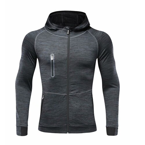 Bestselling Spring Amazon Men's Sports Jacket Hooded Sweatshirt Elastic Tight Running Fitness Top