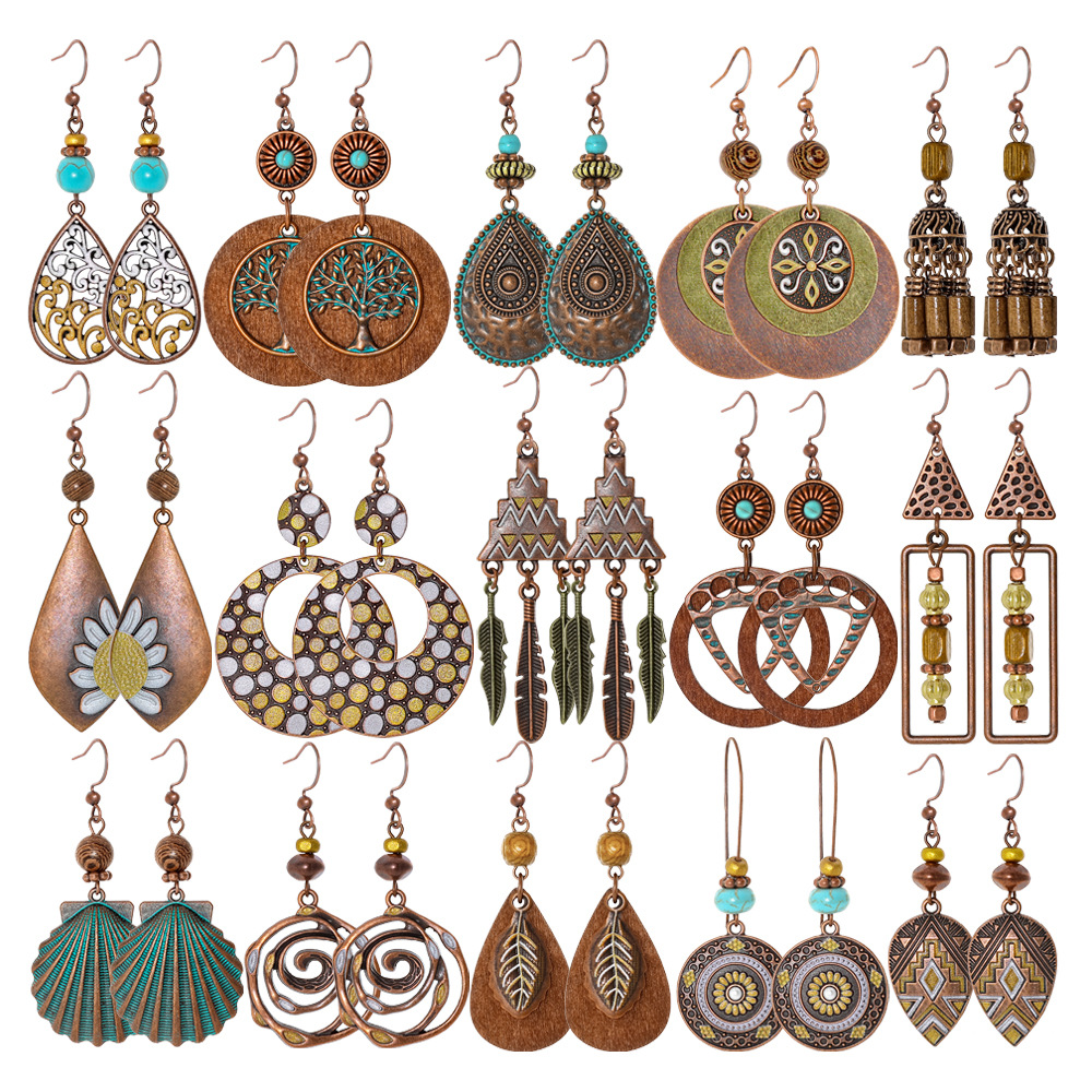 Retro palace-style ethnic holiday earrings