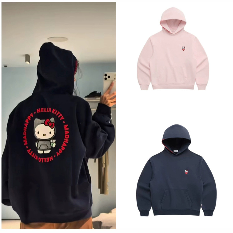 Hello Kitty co-branded cute kitten letter print loose casual hooded sweatshirt for women, 26 autumn/winter new style