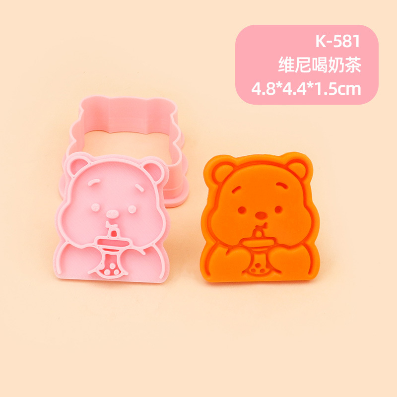 Molde para Galletas de Winnie the Pooh, Molde para Hornear de Fondant con Diseño 3D de Dibujos Animados, Molde para Decoración de Pasteles para Hacer en Casa
