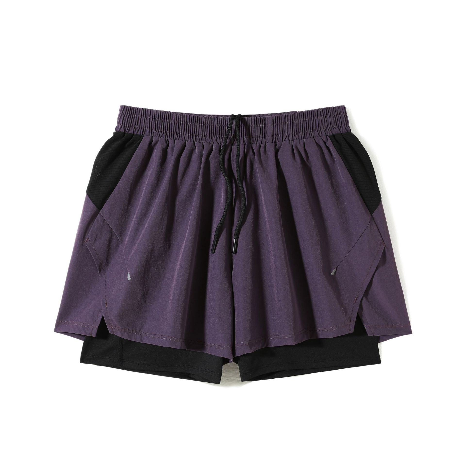 Pantalones cortos de correr para hombres de maratón rápido y seco pista y campo de tres puntos para revestimiento de pantalones de doble capa deportivo fitness puede poner el teléfono móvil