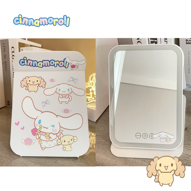 クロスボーダー爆型アニメサンリオ化粧鏡保護カバー付きかわいいスティッチ鏡暖かい白灯付き調光可能|undefined