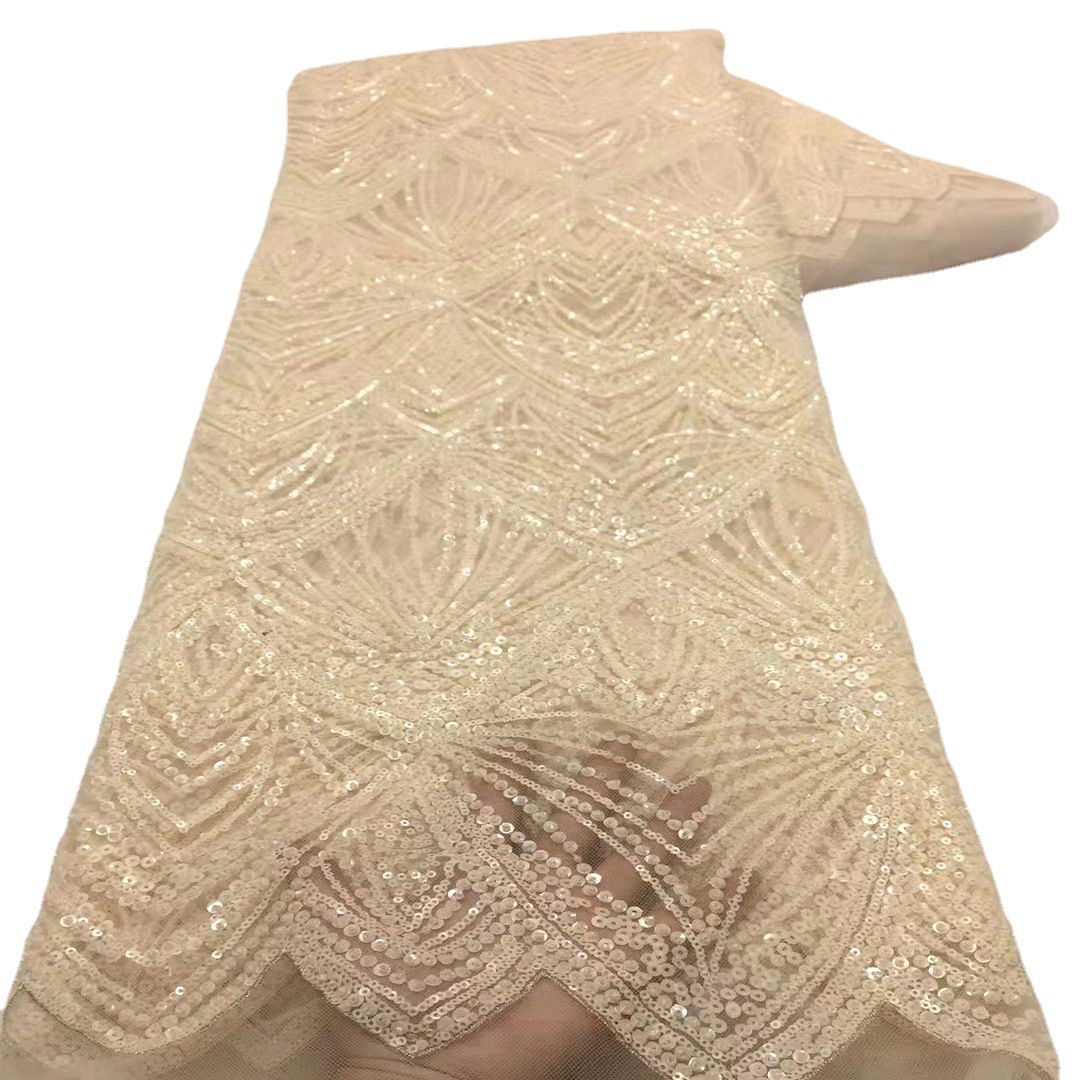 Nueva tela de encaje bordado multicolor industria pesada tubo de cuentas bordado DIY vestido de novia vestido de noche accesorios JX1979