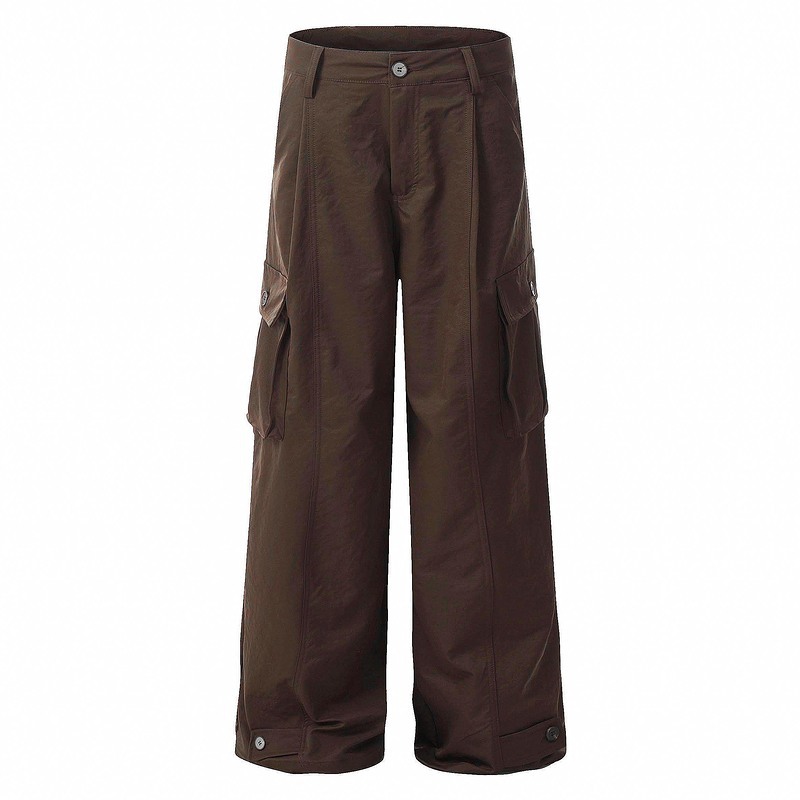 American Retro Tooling Wide Leg Pants Men's 2024 Spring and Autumn New Loose High Waist Slimming Casual Pants Straight Long Pants