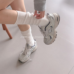 Ins Korean Autumn/Winter Influencer Powder White Chic Matchable JK Calf Bubble Socks Trendy White Pile Socks for Women